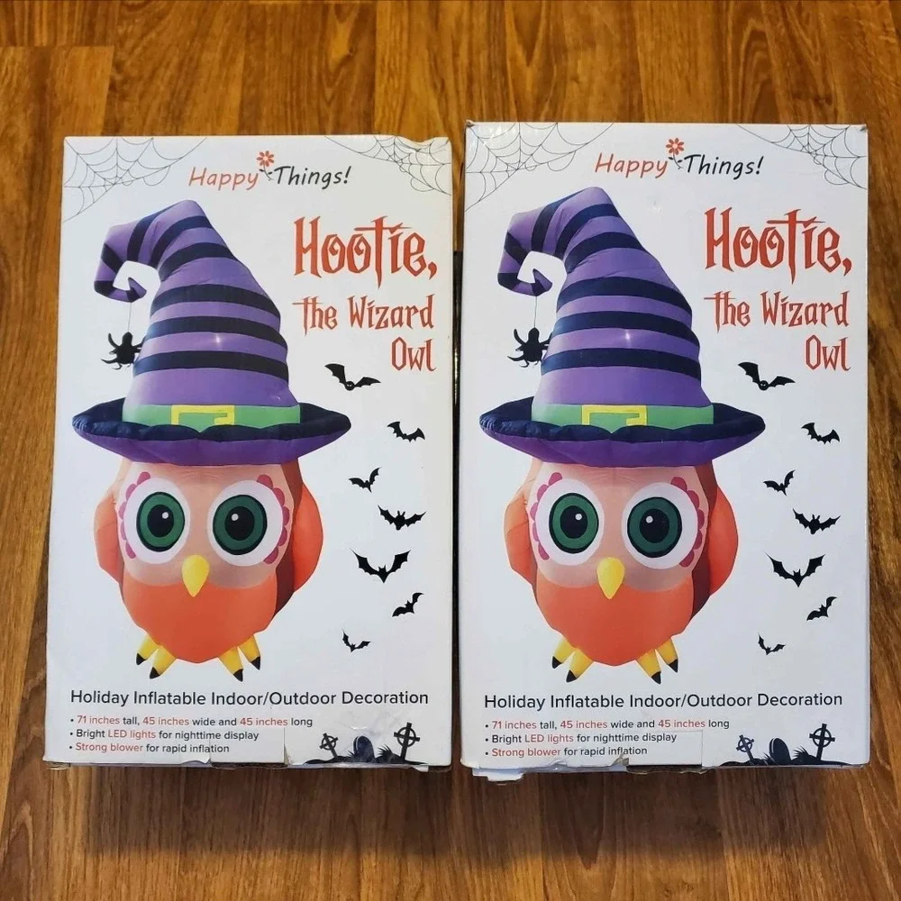 Halloween Inflatable Hootie‎ The Wizard Owl Outdoor 6 Ft Tall W/Box Happy Things - Picture 4 of 7
